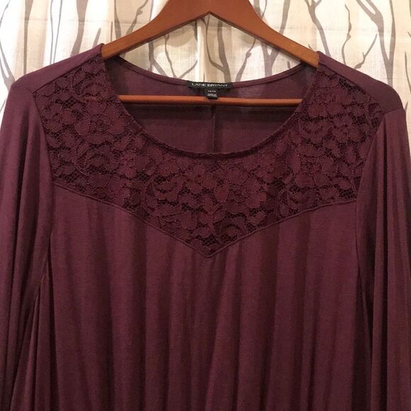 Lane Bryant Maroon Lace Trim Dress - Size 14/16 - Picture 3 of 7